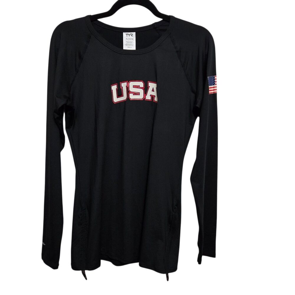 TYR Swim Shirt Womens Size XL Black UPF 50+ Protection USA Surfing Yoga NEW